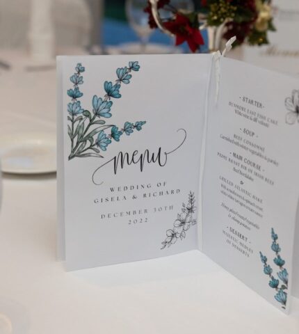 Wedding menu on table